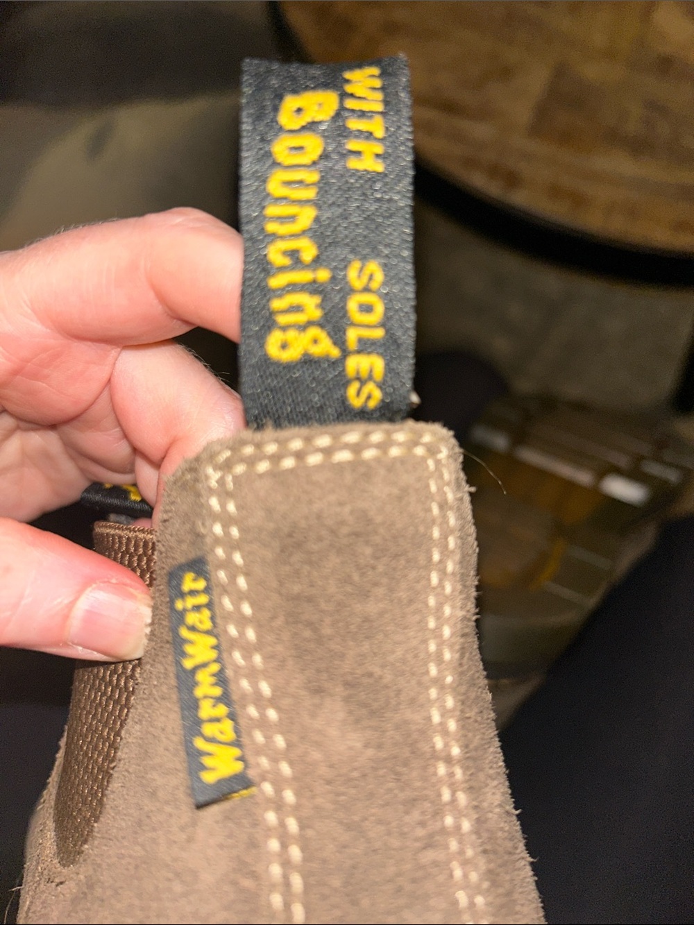 Dr. Martens Men’s Brown Suede Hardie 2 Boots with Yellow Stitching Sz 9 - Picture 7 of 7